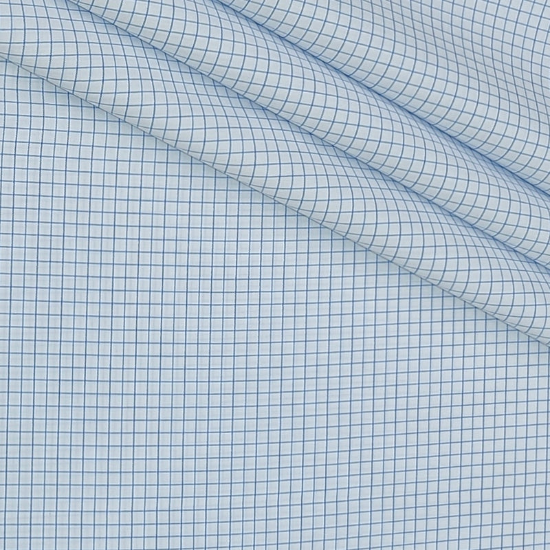 Shirt Fabric Donear Poly Cotton Wrinkle Free Small Check Colour Blue N White