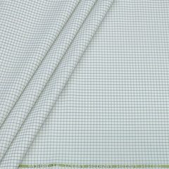 Shirt Fabric Donear Poly Cotton Wrinkle Free Small Check Colour Green N White