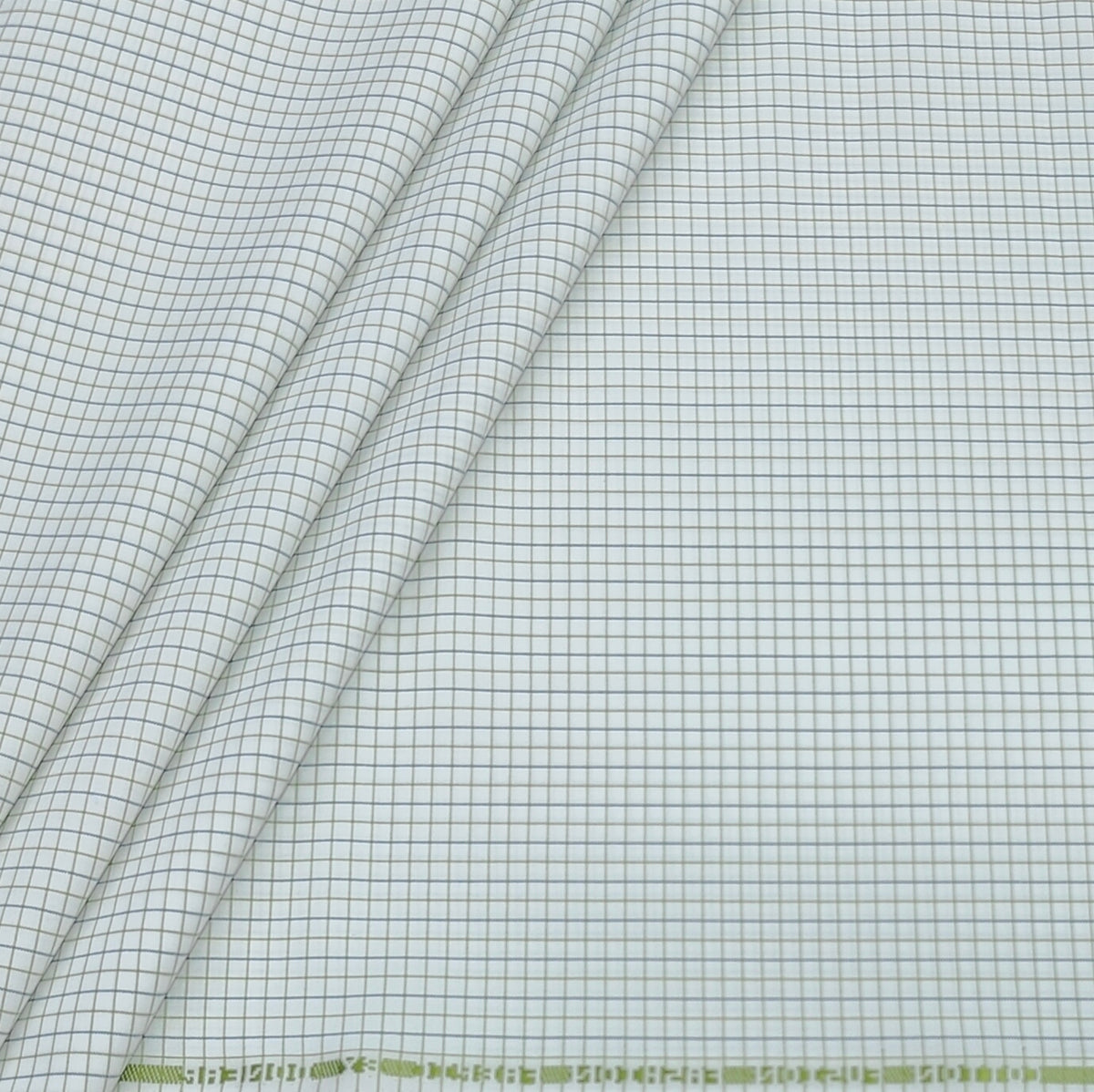 Shirt Fabric Donear Poly Cotton Wrinkle Free Small Check Colour Green N White