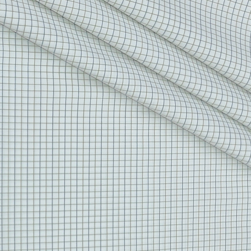 Shirt Fabric Donear Poly Cotton Wrinkle Free Small Check Colour Green N White