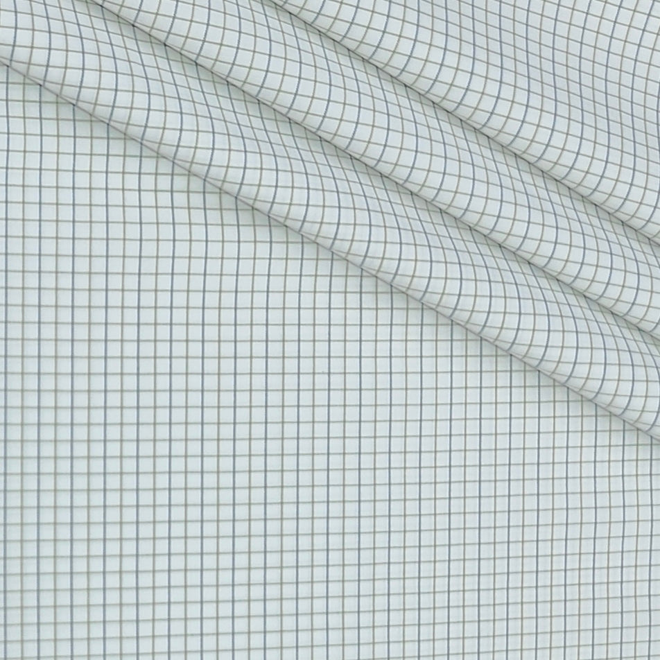 Shirt Fabric Donear Poly Cotton Wrinkle Free Small Check Colour Green N White