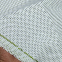 Shirt Fabric Donear Poly Cotton Wrinkle Free Small Check Colour Green N White