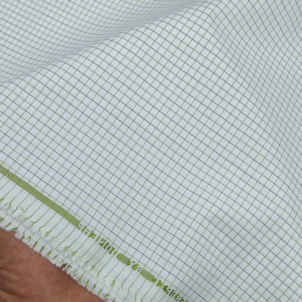 Shirt Fabric Donear Poly Cotton Wrinkle Free Small Check Colour Green N White