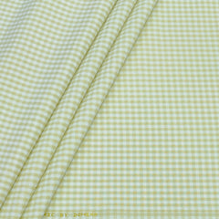 Shirt Fabric Donear Poly Cotton Wrinkle Free Check Colour Lemon Green