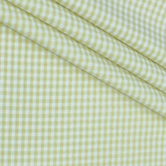 Shirt Fabric Donear Poly Cotton Wrinkle Free Check Colour Lemon Green