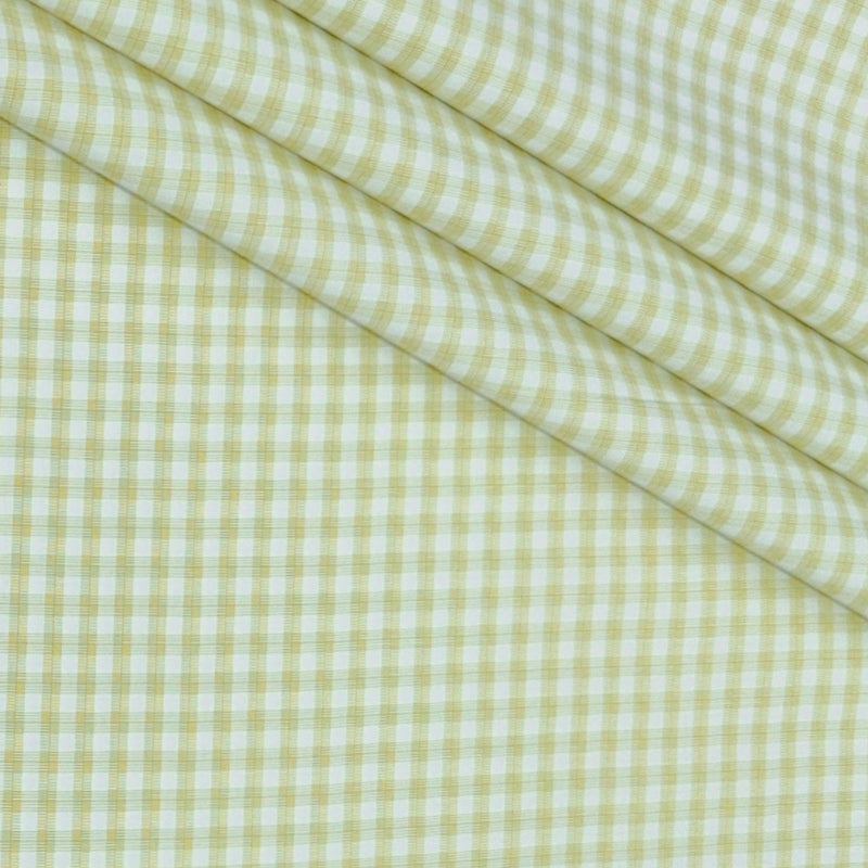 Shirt Fabric Donear Poly Cotton Wrinkle Free Check Colour Lemon Green