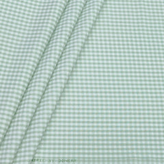 Shirt Fabric Donear Poly Cotton Wrinkle Free Check Colour Light Green