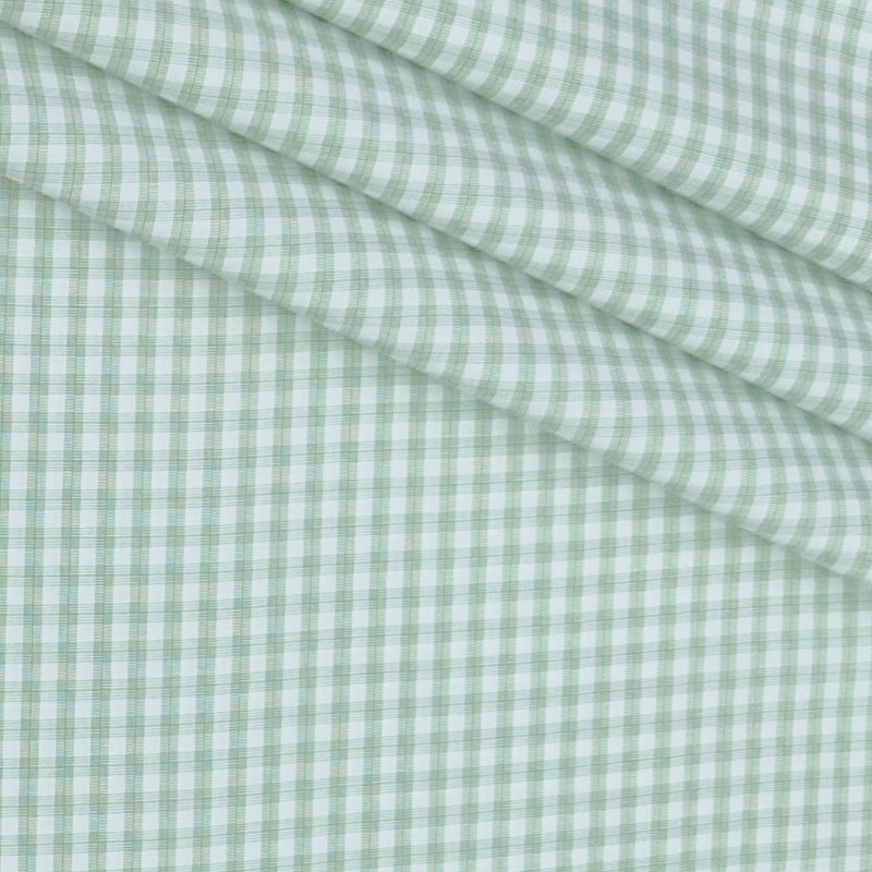 Shirt Fabric Donear Poly Cotton Wrinkle Free Check Colour Light Green
