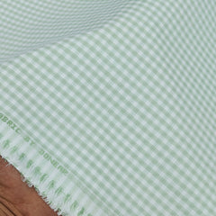 Shirt Fabric Donear Poly Cotton Wrinkle Free Check Colour Light Green