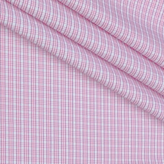 Shirt Fabric Donear Poly Cotton Wrinkle Free Check Colour Light Pink