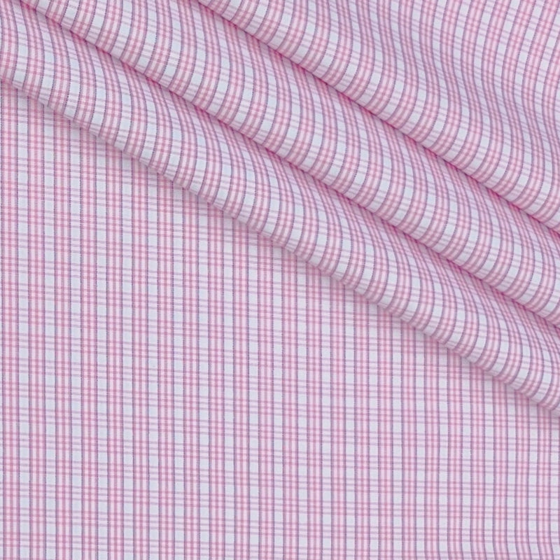 Shirt Fabric Donear Poly Cotton Wrinkle Free Check Colour Light Pink