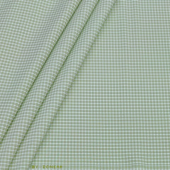 Shirt Fabric Donear Poly Cotton Wrinkle Free Small Check Colour Pale Green