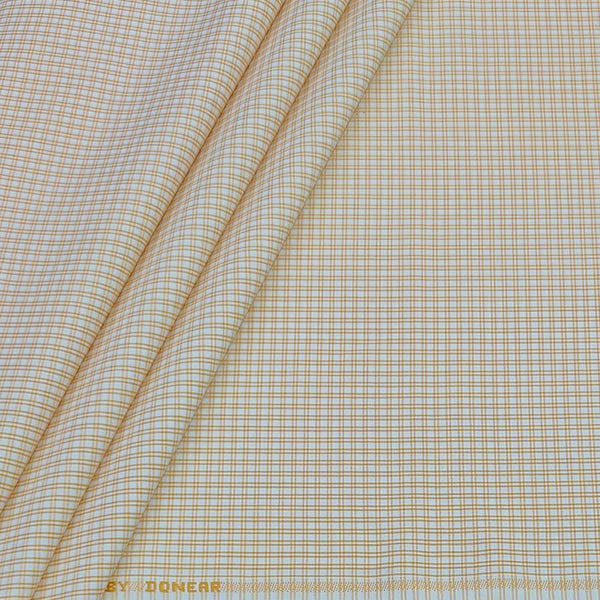 Shirt Fabric Donear Poly Cotton Wrinkle Free Small Check Colour Peach
