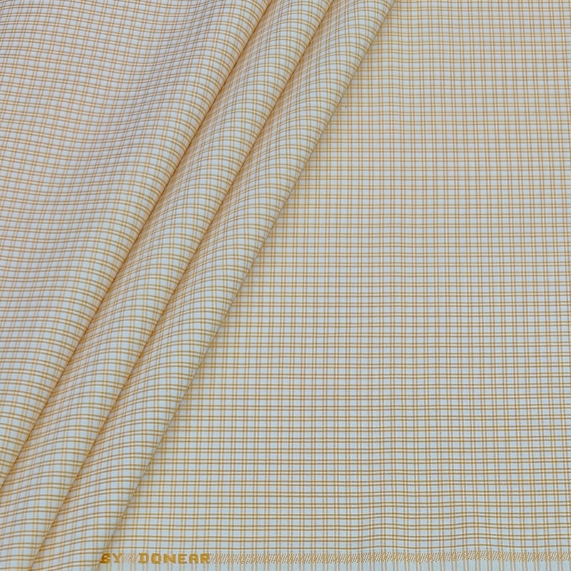 Shirt Fabric Donear Poly Cotton Wrinkle Free Small Check Colour Peach
