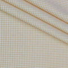 Shirt Fabric Donear Poly Cotton Wrinkle Free Small Check Colour Peach