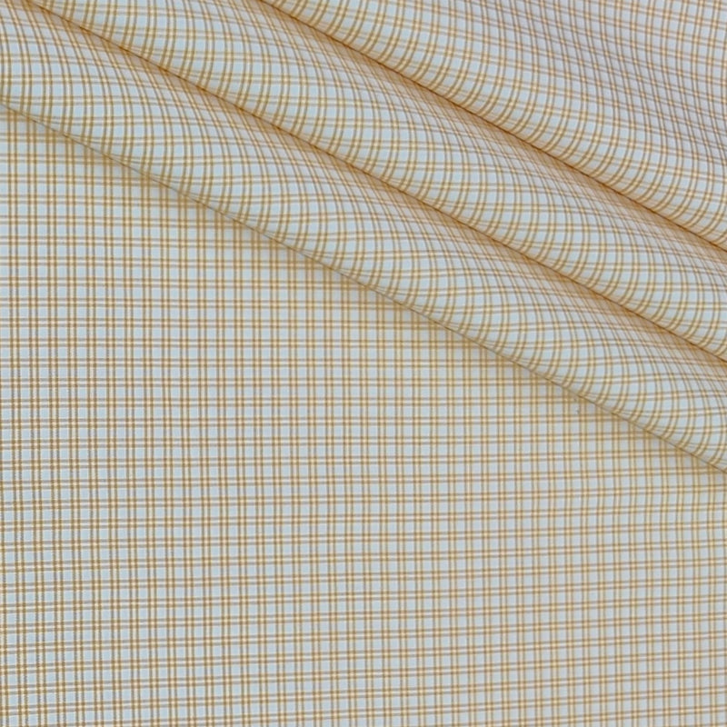Shirt Fabric Donear Poly Cotton Wrinkle Free Small Check Colour Peach