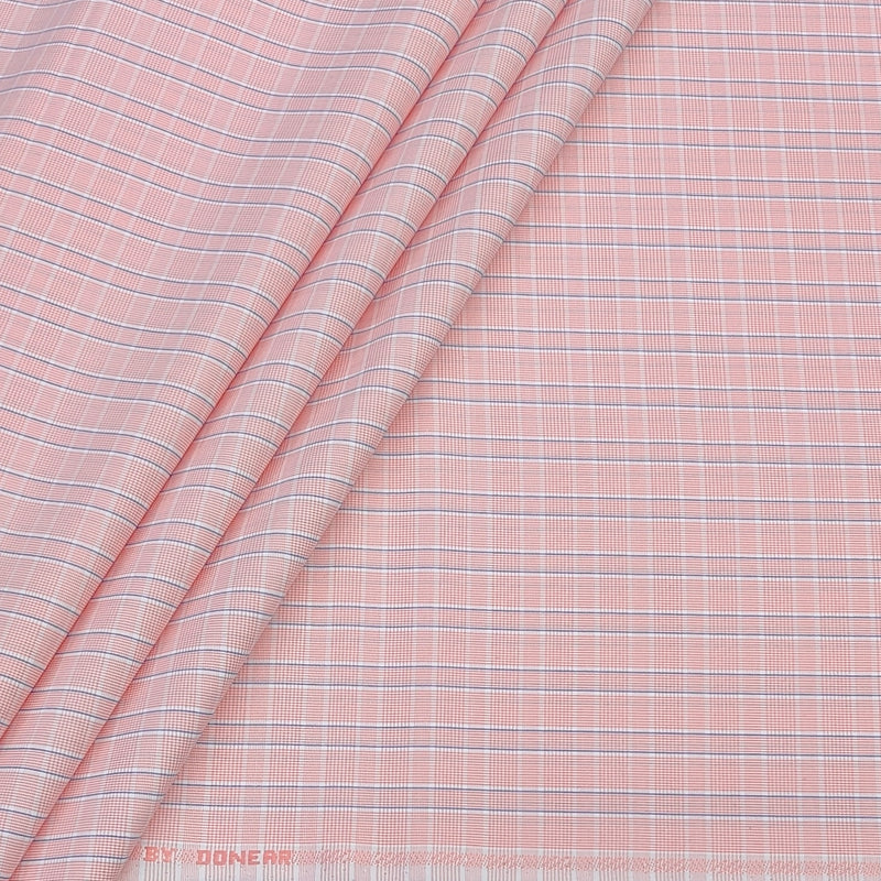 Shirt Fabric Donear Poly Cotton Wrinkle Free Check Colour Salmon Pink