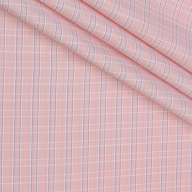 Shirt Fabric Donear Poly Cotton Wrinkle Free Check Colour Salmon Pink