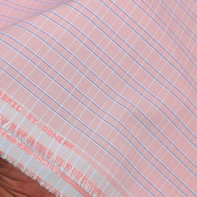 Shirt Fabric Donear Poly Cotton Wrinkle Free Check Colour Salmon Pink