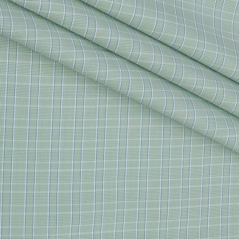 Shirt Fabric Donear Poly Cotton Wrinkle Free Check Colour Mint Green