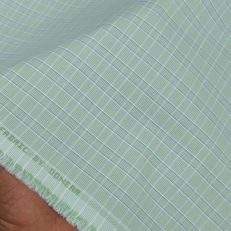 Shirt Fabric Donear Poly Cotton Wrinkle Free Check Colour Mint Green