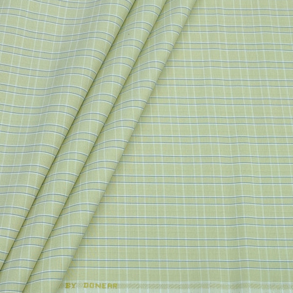 Shirt Fabric Donear Poly Cotton Wrinkle Free Check Colour Lime Green