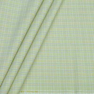 Shirt Fabric Donear Poly Cotton Wrinkle Free Check Colour Lime Green