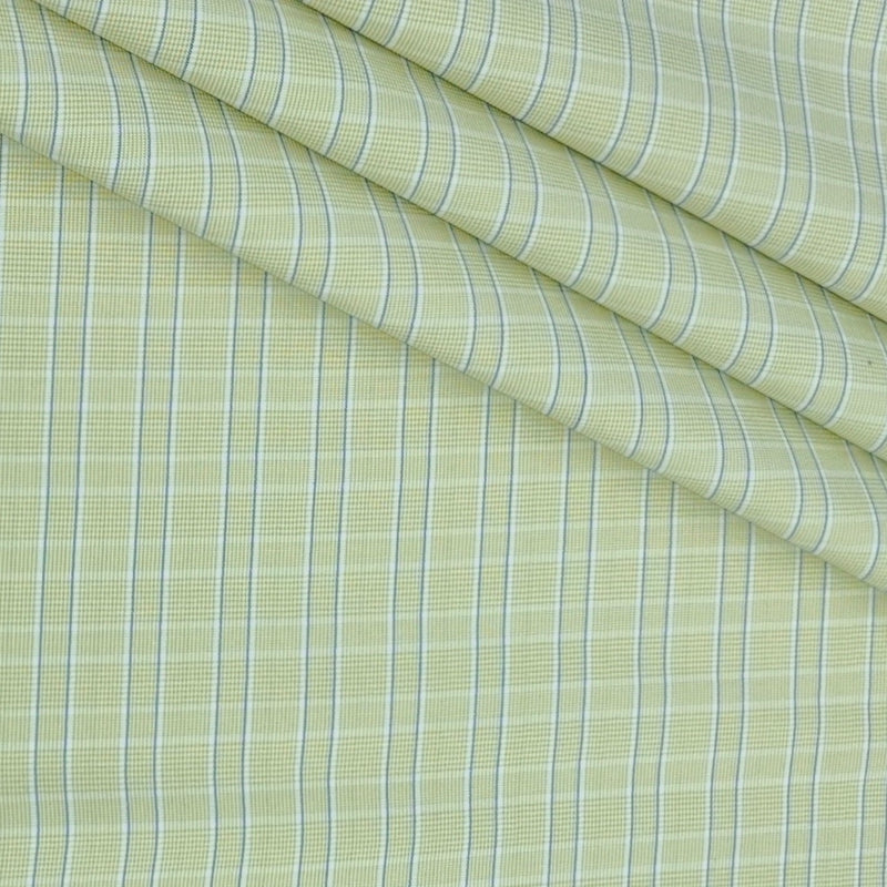 Shirt Fabric Donear Poly Cotton Wrinkle Free Check Colour Lime Green
