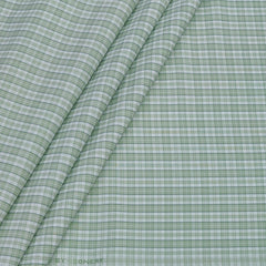 Shirt Fabric Donear Poly Cotton Wrinkle Free Check Colour Pista Green