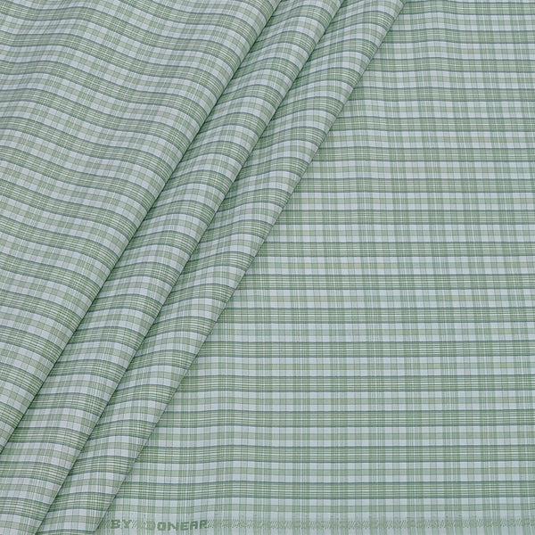 Shirt Fabric Donear Poly Cotton Wrinkle Free Check Colour Pista Green
