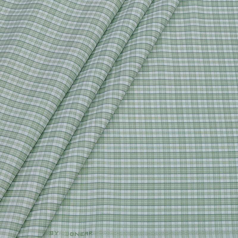 Shirt Fabric Donear Poly Cotton Wrinkle Free Check Colour Pista Green