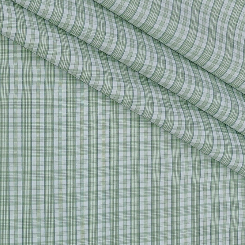 Shirt Fabric Donear Poly Cotton Wrinkle Free Check Colour Pista Green