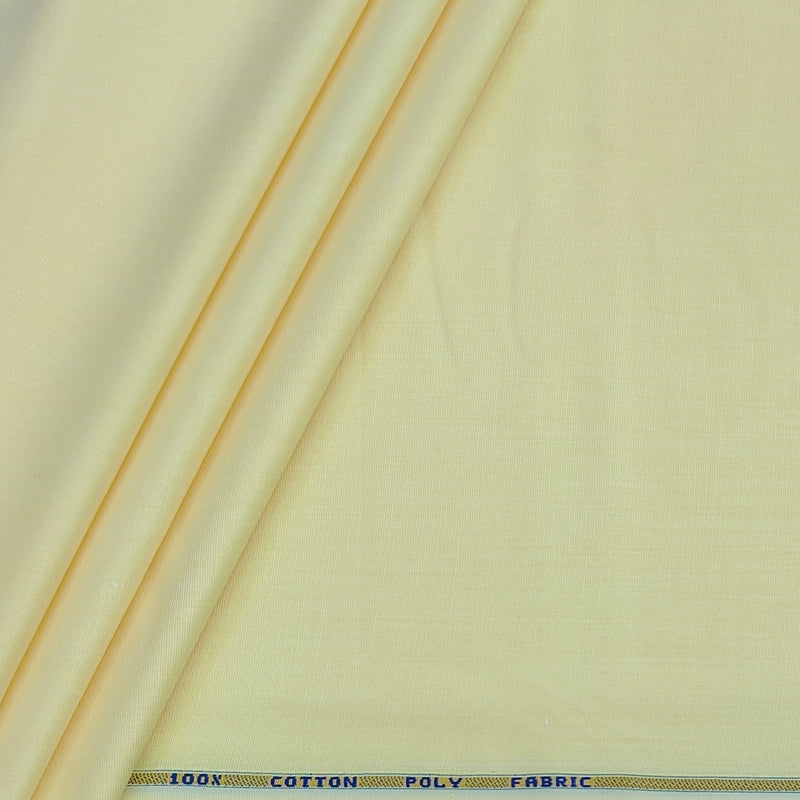 Shirt Fabric ManTire Poly Cotton Wrinkle Free Plain Colour Yellow Cream