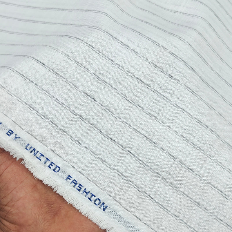 Shirt Fabric ManTire Poly Cotton Wrinkle Free Linen Look Broad Lining Colour White