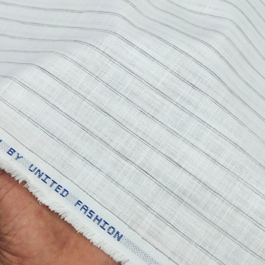 Shirt Fabric ManTire Poly Cotton Wrinkle Free Linen Look Broad Lining Colour White