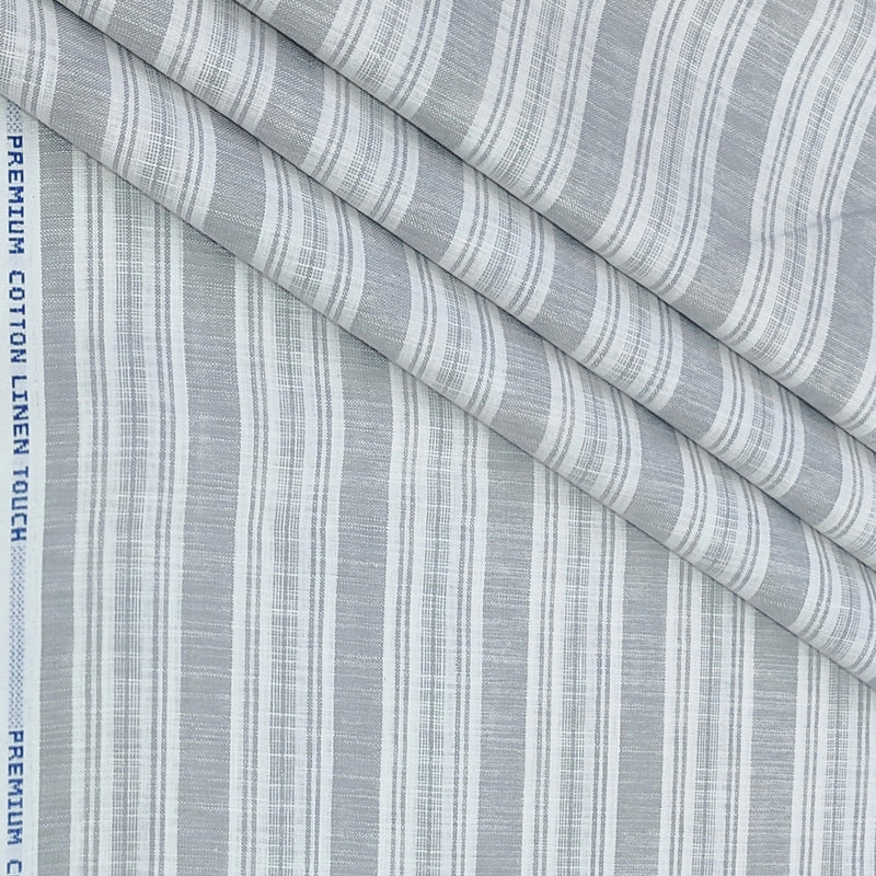 Shirt Fabric ManTire Poly Cotton Wrinkle Free Linen Look Patta Lining Colour Grey N White
