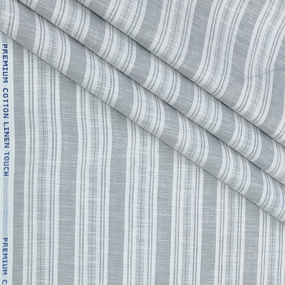 Shirt Fabric ManTire Poly Cotton Wrinkle Free Linen Look Patta Lining Colour Grey N White