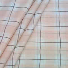 Shirt Fabric ManTire Poly Cotton Wrinkle Free Linen Look Broad Check Colour Blossom Pink