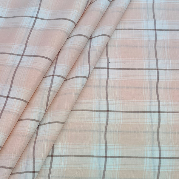 Shirt Fabric ManTire Poly Cotton Wrinkle Free Linen Look Broad Check Colour Blossom Pink