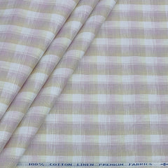 Shirt Fabric ManTire Poly Cotton Wrinkle Free Linen Look Check Colour Dull Lavender