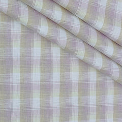 Shirt Fabric ManTire Poly Cotton Wrinkle Free Linen Look Check Colour Dull Lavender