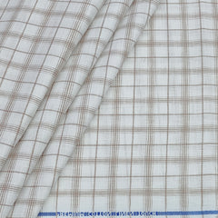 Shirt Fabric ManTire Poly Cotton Wrinkle Free Linen Look Broad Check Colour Brown N White