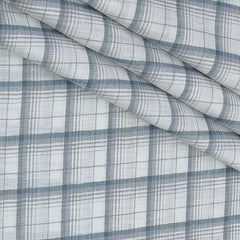 Shirt Fabric ManTire Poly Cotton Wrinkle Free Linen Look Broad Check Colour White