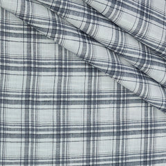 Shirt Fabric ManTire Poly Cotton Wrinkle Free Linen Look Broad Check Colour Grey N White