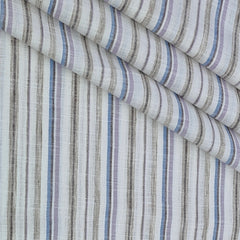 Shirt Fabric ManTire Poly Cotton Wrinkle Free Linen Look Broad Lining Colour Lavender, Blue N White