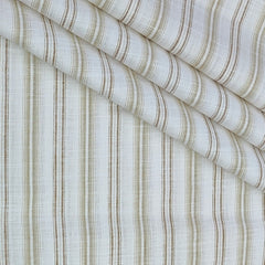Shirt Fabric ManTire Poly Cotton Wrinkle Free Linen Look Broad Lining Colour Brown N White