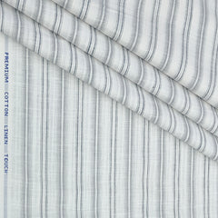 Shirt Fabric ManTire Poly Cotton Wrinkle Free Linen Look Broad Lining Colour Grey N White