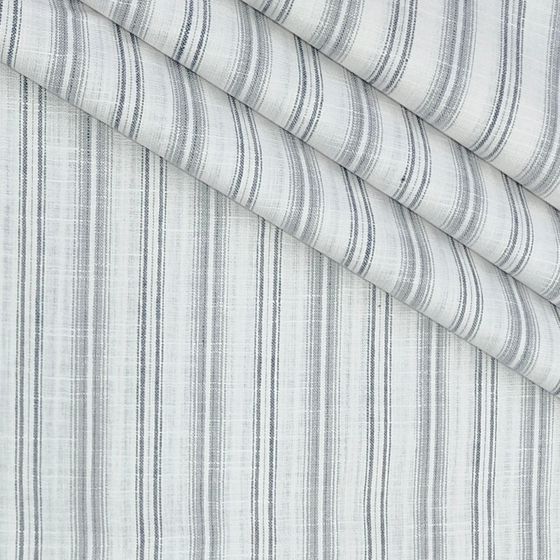 Shirt Fabric ManTire Poly Cotton Wrinkle Free Linen Look Broad Lining Colour Grey N White