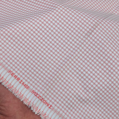 Shirt Fabric Ferrino Mizzoni  Poly Cotton Wrinkle Free Pin Check Colour Blush Red