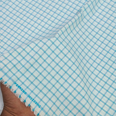 Shirt Fabric Ferrino Mizzoni  Poly Cotton Wrinkle Free Check Colour Firozi